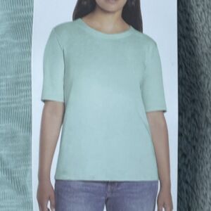 Orvis Women's L Blouse Green Pima Cotton e0858